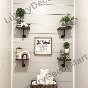 Lot de 3 tuyaux industriels avec étagères en bois | Étagères murales | Présentoirs | Étagères flottantes | Étagères de ferme | Étagères rustiques