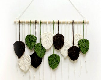 Feather Leaf Wall Art Macrame Handcrafted Decor