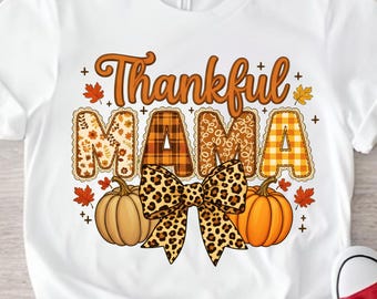 Preppy Thankful PNG Thanksgiving Hand Drawn Doodle Bow Png Coquette Leopard Glitter Fall Retro Neutral Whimsical Trendy Sublimation 2025