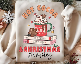 Hot Cocoa and Christmas Movies PNG, Retro Christmas png, Christmas Sublimation Design, Holiday png, Popular Christmas, Christmas, png files