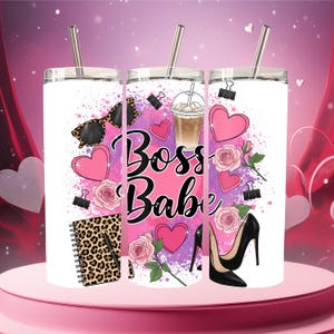 Boss Babe Tumbler Wrap, Boss Lady Png, Frau Geschäftsinhaber 20 Unzen Skinny Sublimationsbecher Design, Weibliche Geschäftsinhaber Sublimation Design