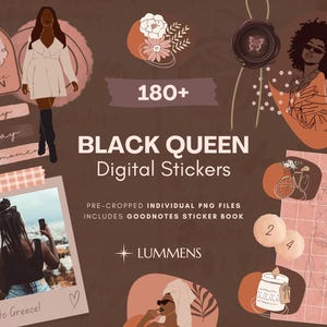 Black Girls Digital Sticker GoodNotes Sticker Digital Planner Sticker Book Pre-Cropped Sticker Notability Sticker for Black Girl Queen