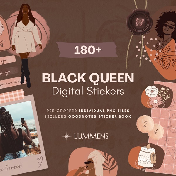 Black Girls Digital Sticker GoodNotes Sticker Digital Planner Sticker Book Pre-Cropped Sticker Notability Sticker for Black Girl Queen