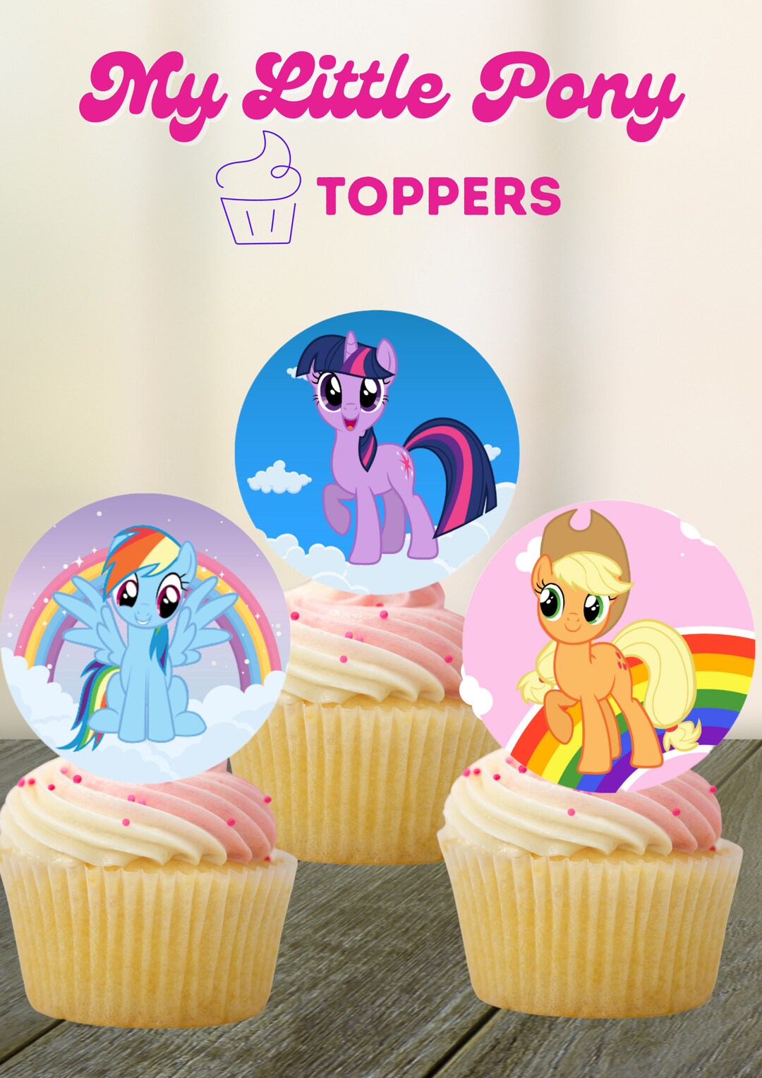 My Little Pony Cupcake Toppers Unicorn Cupcake Toppers Etsy