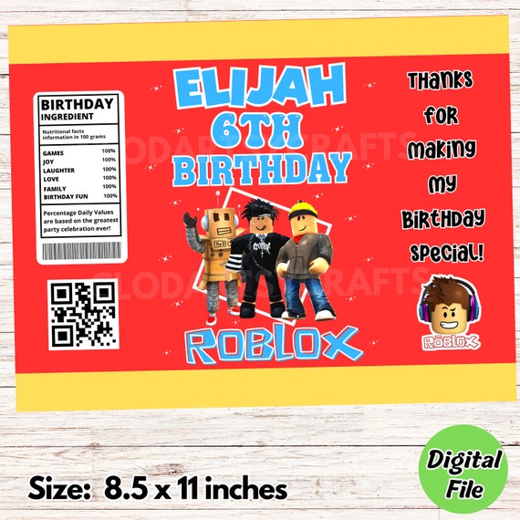 Rainbow Friends Roblox Birthday Chip Bag Digital File Printable