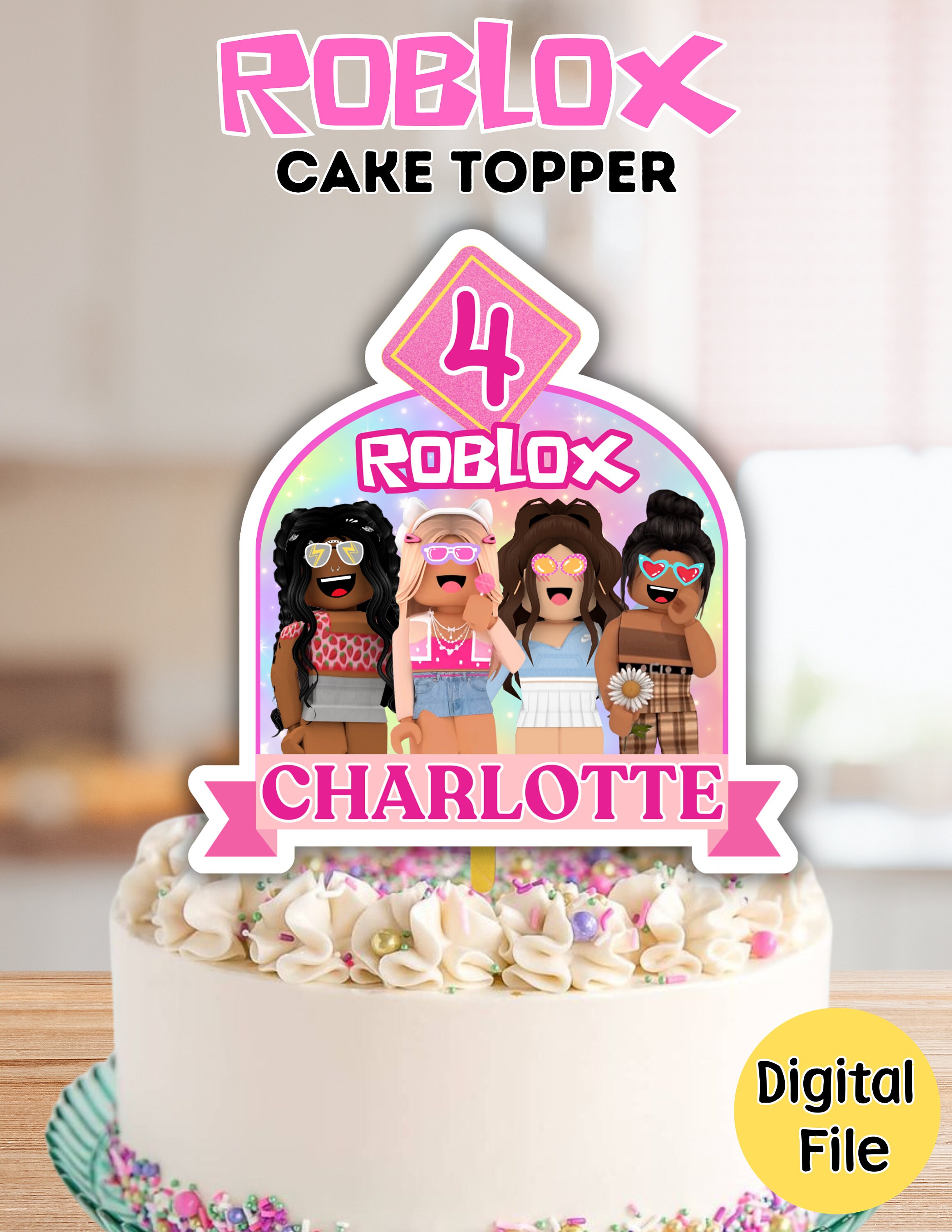 Cake topper Roblox para meninas 😍 bolo da @ketryn_cakes  👏🏻#bolorobloxmenina