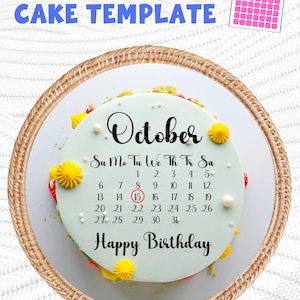 Calendar Cake Template, Calendar Cake Topper, Calendar on Cake, Customized, Printable, Digital File