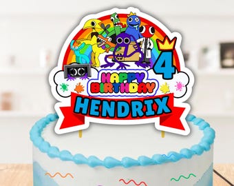 Regenbogen Freunde Kuchen Topper: Personalisierte Geburtstag Party Dekoration (Digitale Datei)