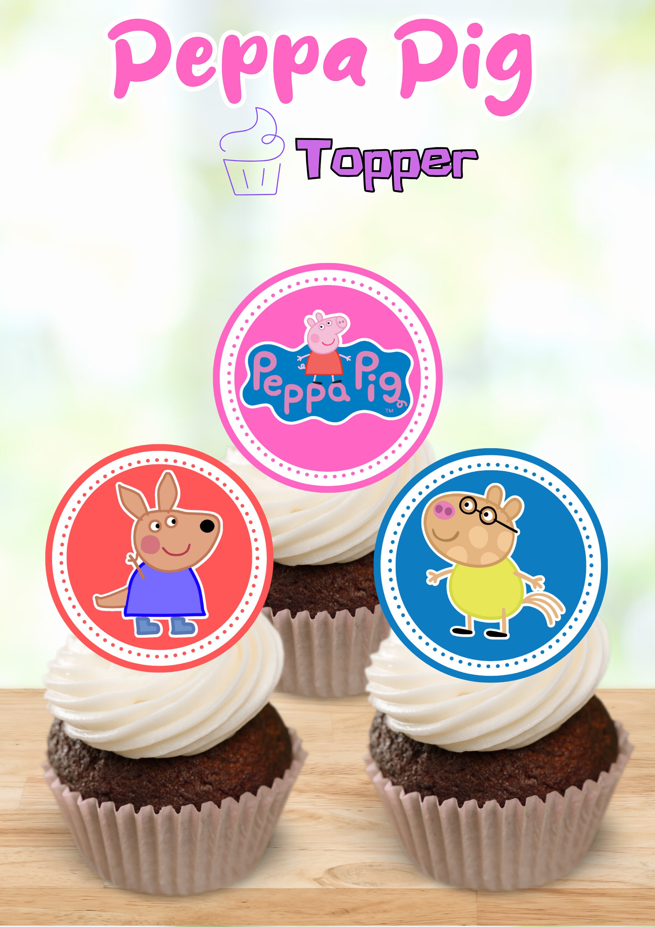 Peppa Pig Cupcake Toppers imprimibles: selecciones de cupcake, pegatinas -   España