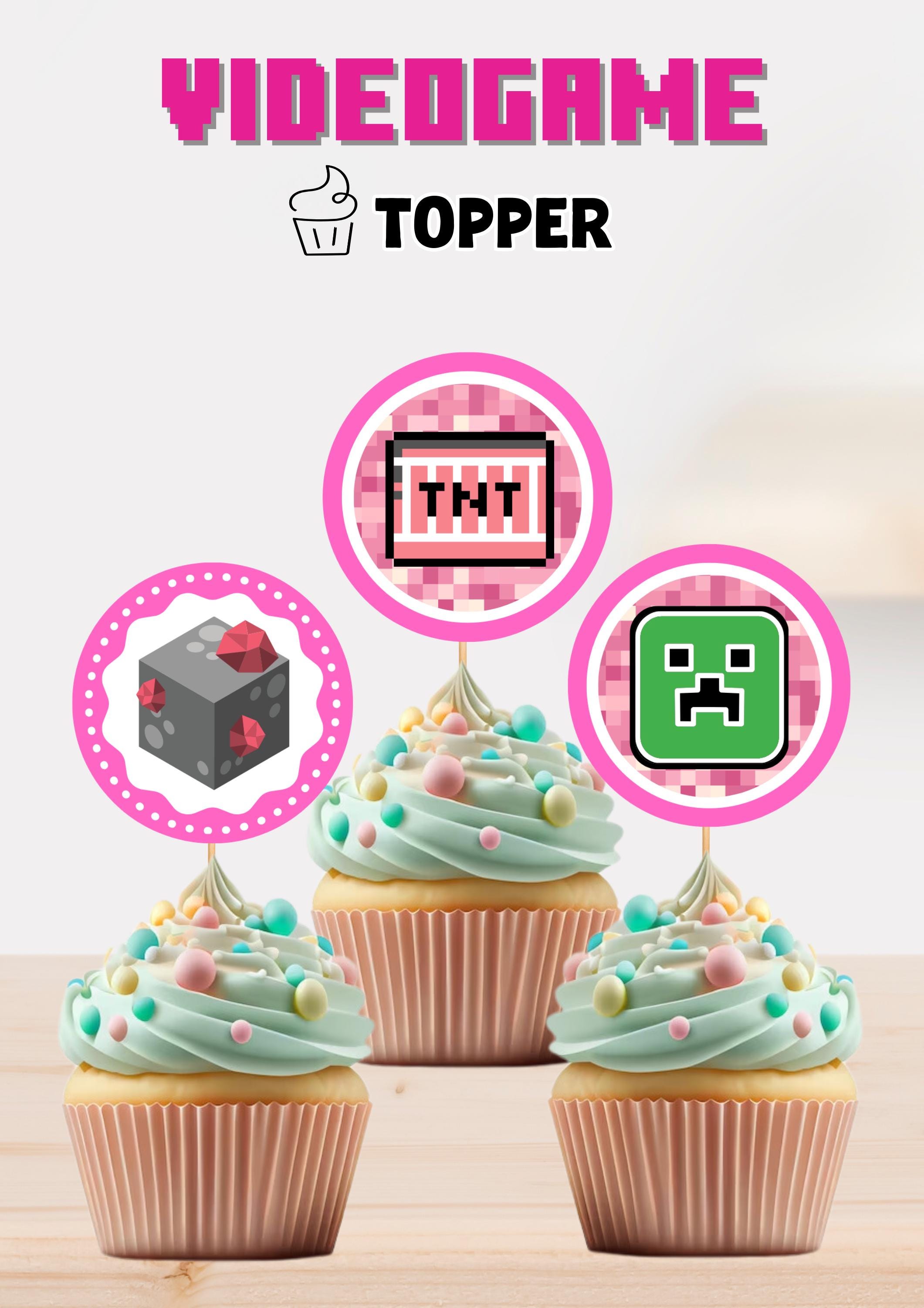 Pixel Game Theme Cupcake Toppers