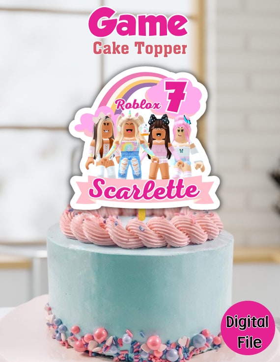 ROBLOX pink Girl Cake Topper DIY (LAMINATED)