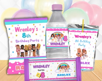 Paquete personalizado para fiestas de Roblox: Etiquetas imprimibles (archivo digital)