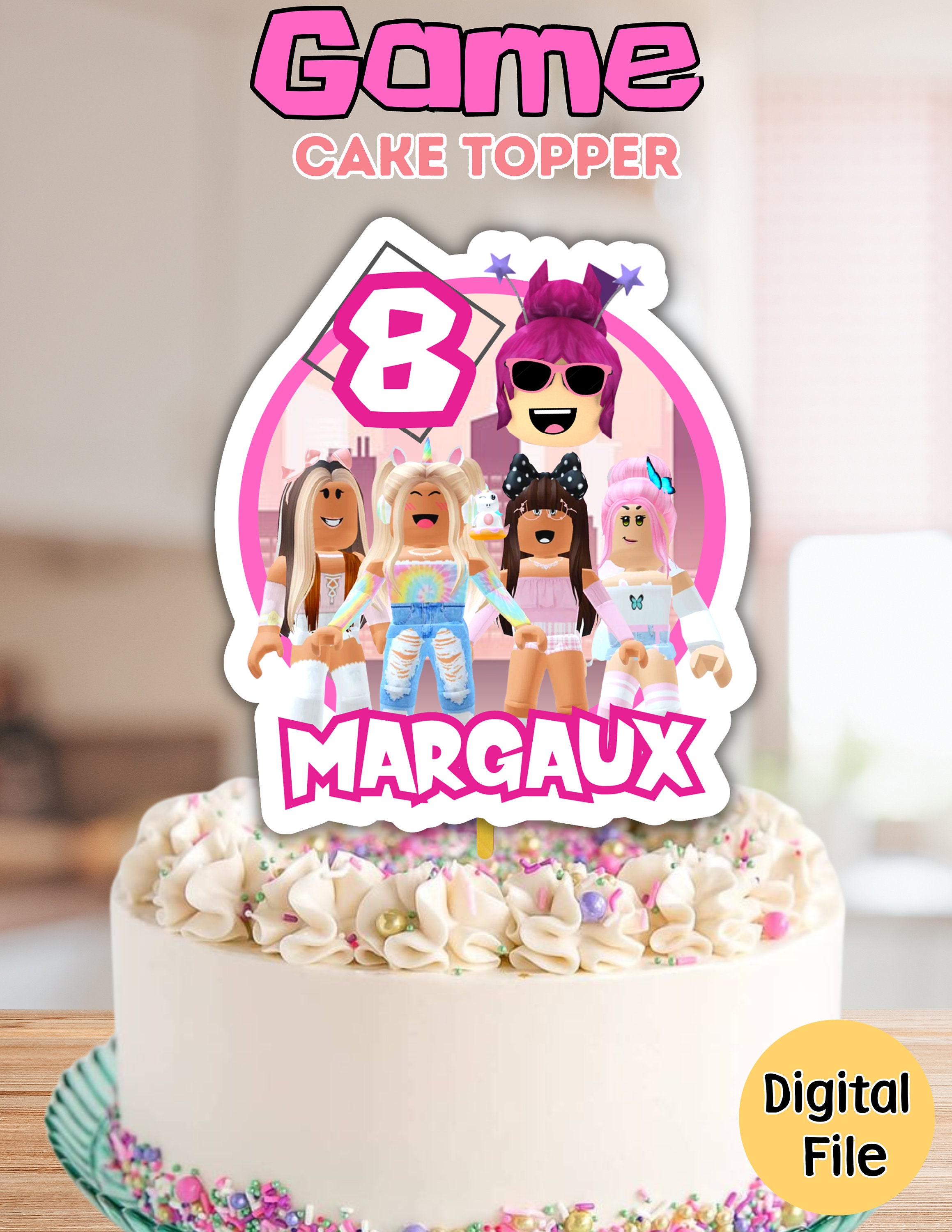 Girls Roblox Printable Cake Topper 