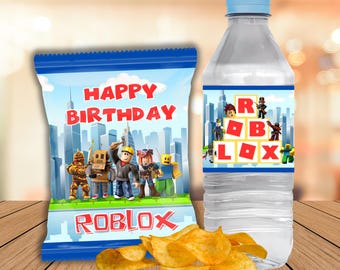Roblox Party Printables: Chip Bag & Water Bottle Labels, Instant Download ((Digital File)