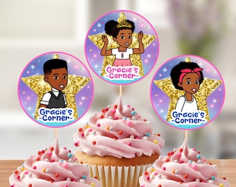 Gracie's Corner, Gracies Corner Cupcake Toppers, Printable, Instant Download, Digital File, 2x2 inches