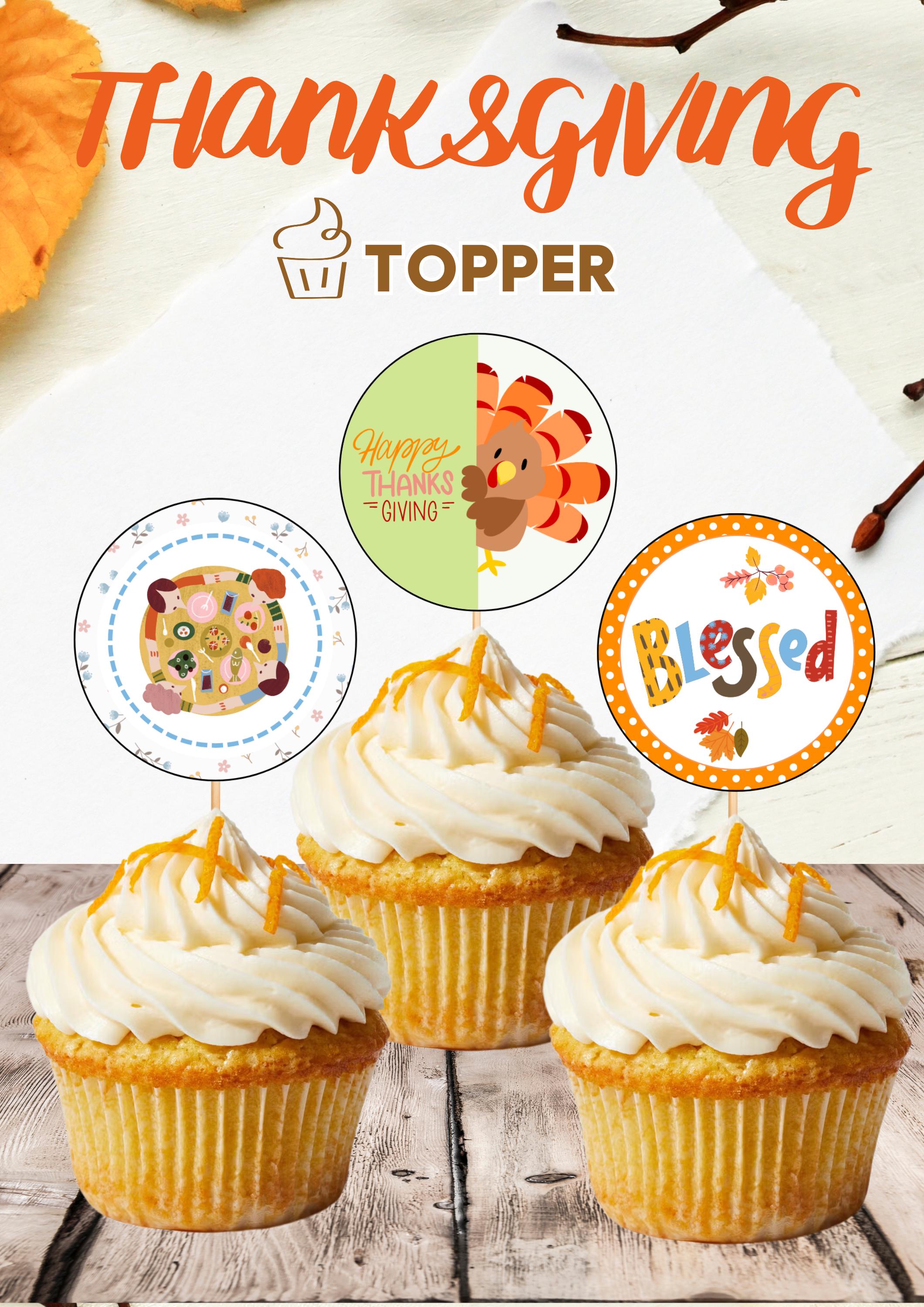 Blumomon 24 Topper Per Cupcake Thank You Oro Glitter - Decorazioni Per Torte E Dessert Con Stuzzicadenti, 11,3 Cm