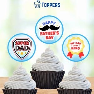 Toppers de cupcake para o dia dos pais, download instantâneo, topper de cupcake superpai, para impressão, arquivo digital, 2x2 polegadas