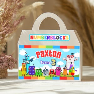 Etiqueta para caja de dos aguas de Numberblocks, personalizada, etiqueta para caja de fiesta, archivo digital, imprimible