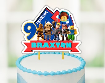 Roblox Cake Topper with Name & Age | Free Customization + Free Cupcake Toppers