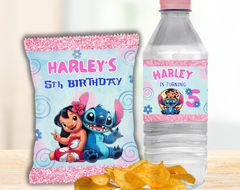 Lilo and Stitch Birthday Chip Bag & Water Bottle Label (Digital Download)