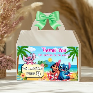 Custom Lilo and Stitch Gable Box Label: Printable Party Favor (Digital File)