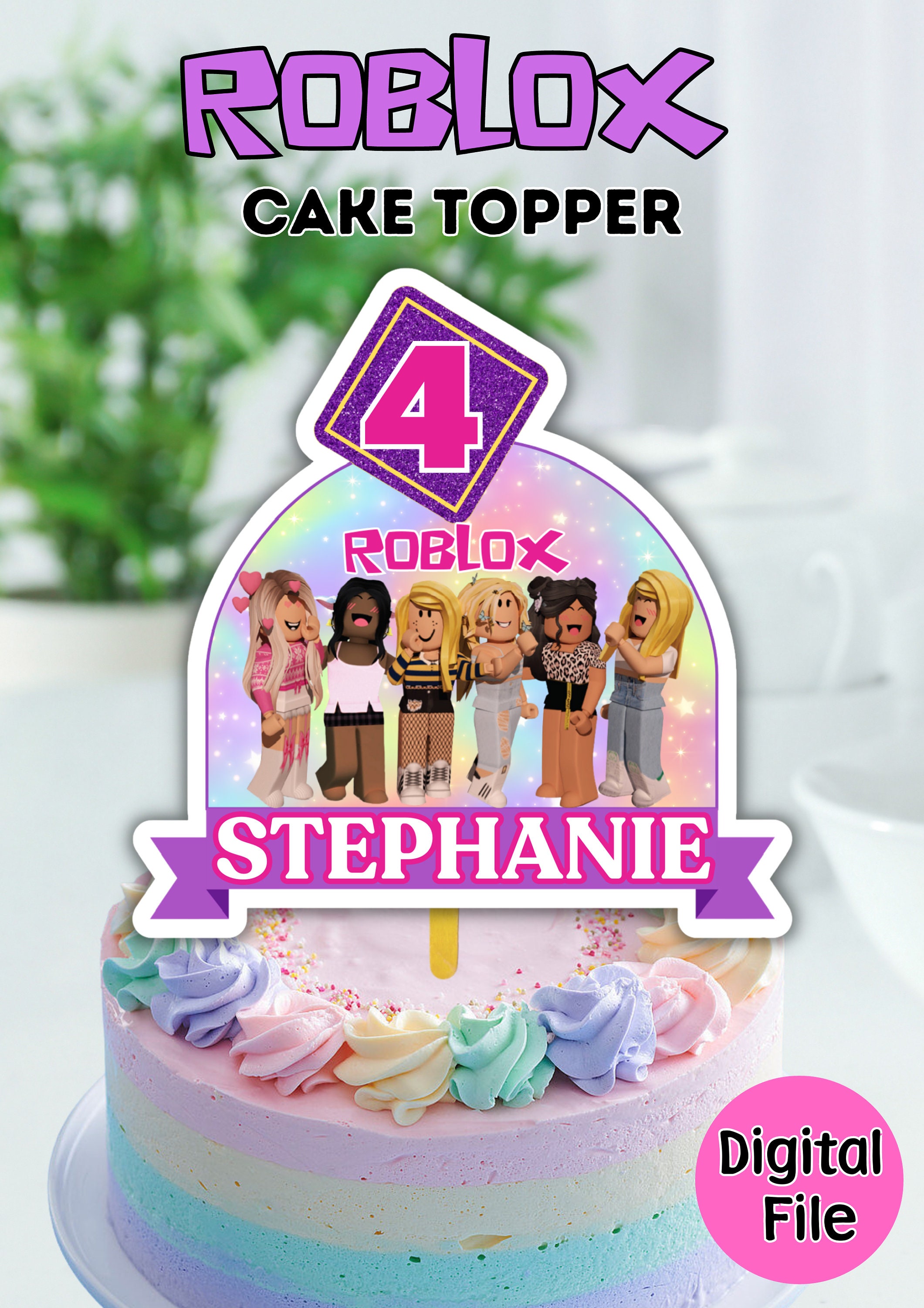 Roblox Cake Topper for Girls - Easy Inviting