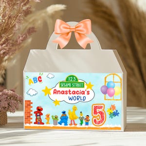 Étiquette de boîte à pignons Sesame Street, personnalisée, étiquette de boîte de fête, fichier numérique, imprimable