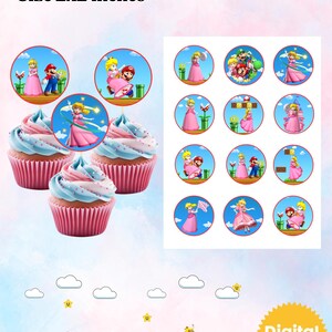 Princess Peach Cake Topper, Free 12 Pcs Cupcake Toppers, Super Mario ...