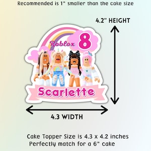 Roblox Cake Topper, Free 12 Pcs Cupcakes, Roblox Birthday Cake Topper ...
