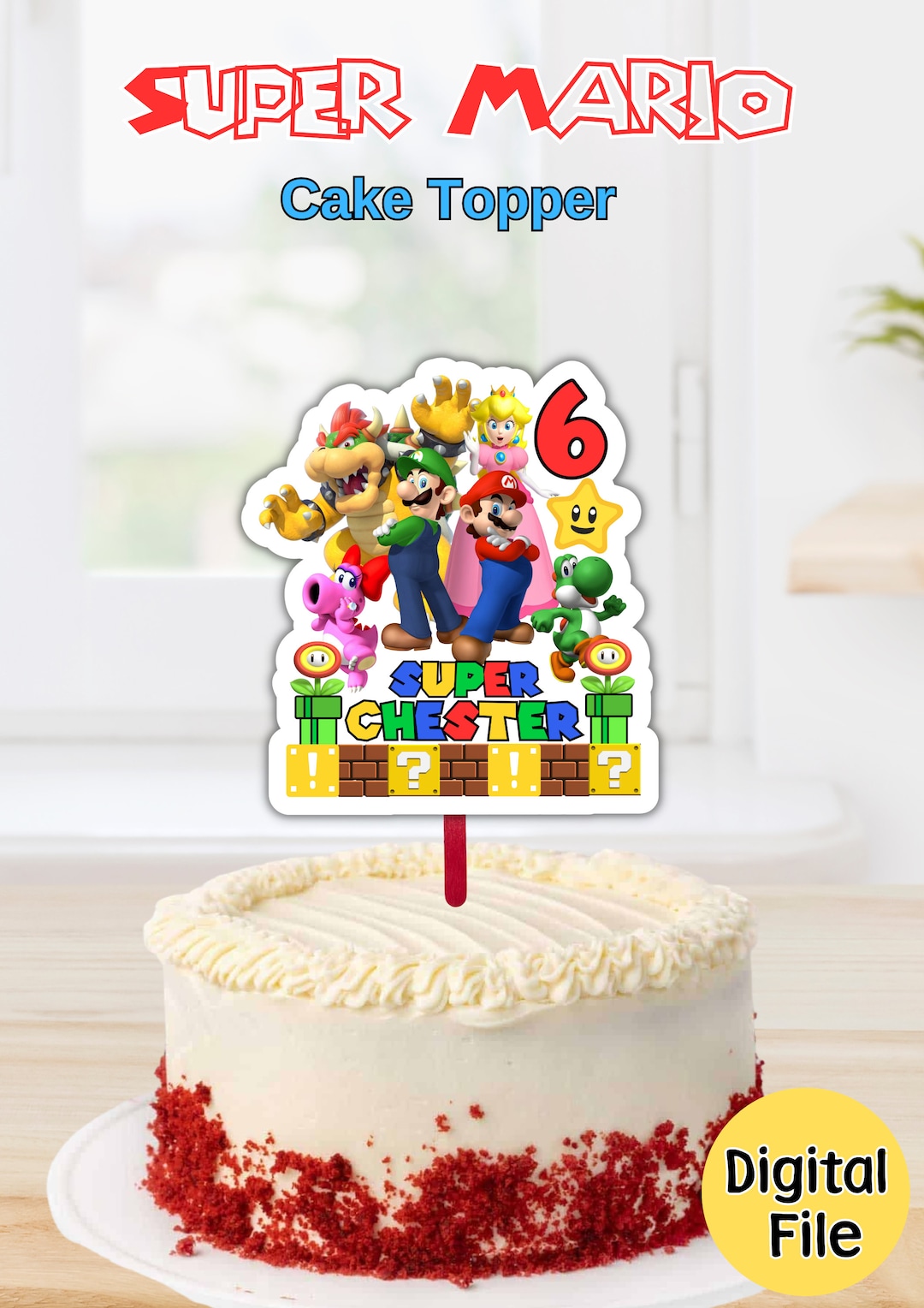 Super Mario Cake Topper, Free 12 Pcs Cupcakes, Super Mario Cake ...