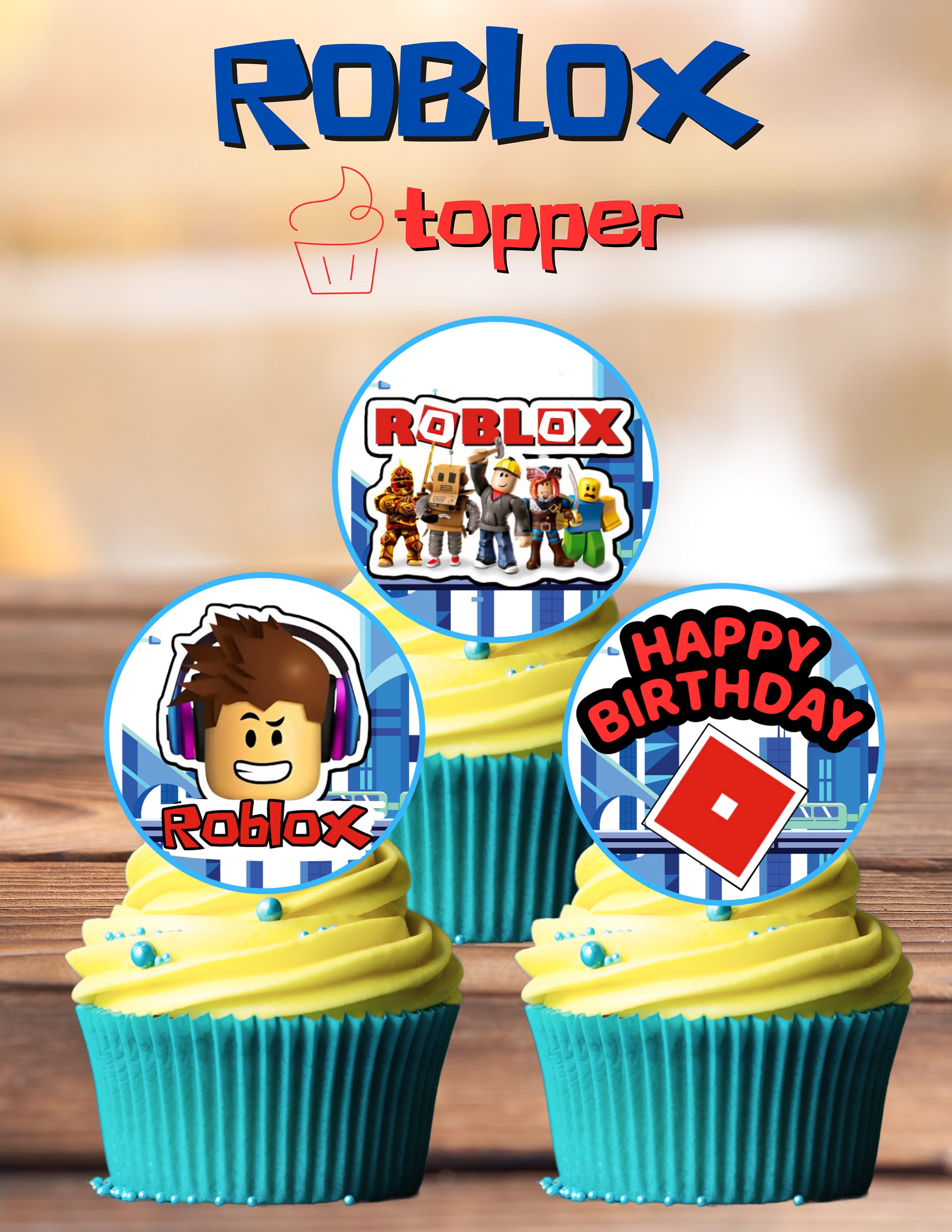 Toppers para Topo de bolo Roblox Cupcake Toppers Decorações Aniversário  Festa Suprimentos, Toppers Estilo 1