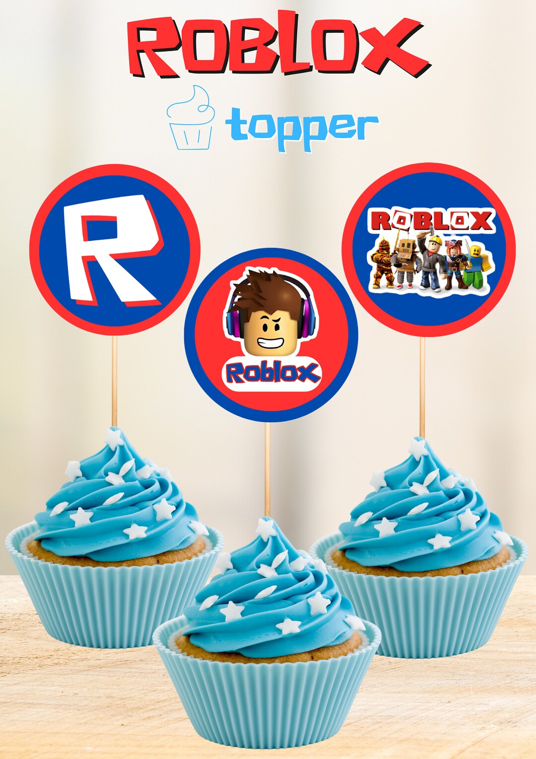Roblox Cupcake Toppers, Roblox Birthday Topper, Gamer Cupcake Topper, Printable, Instant ...