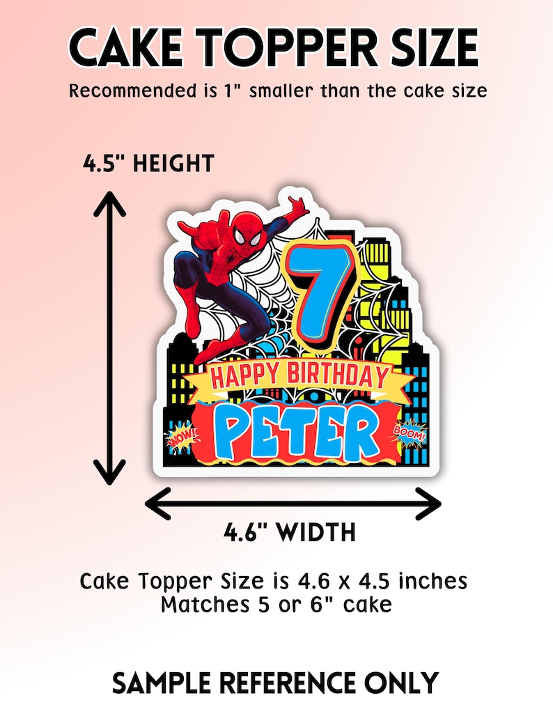 Spiderman Cake Topper: Personalisierbares Party Dekor (Digital) Bild 3
