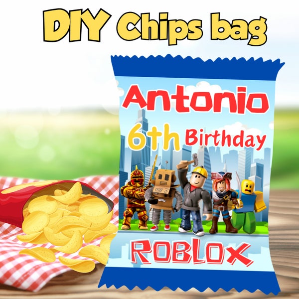 Roblox Chip Bag, Roblox Chip, Roblox Chip Bag Template, Roblox Party Labels, Customized, Printable, Digital File