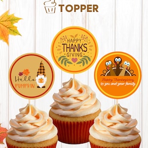 Thanksgiving Cupcake Toppers, Instant Download, Herbst Cupcake, Printable, Digitale Datei, 50x50cm