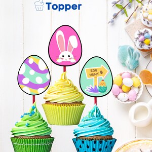 Toppers de cupcake de ovo de Páscoa, download instantâneo, toppers de cupcake de Páscoa, para impressão, arquivo digital