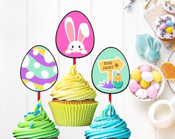 Easter Cupcake Toppers, Instant Download, Happy Easter Topper, Printable, Digital File