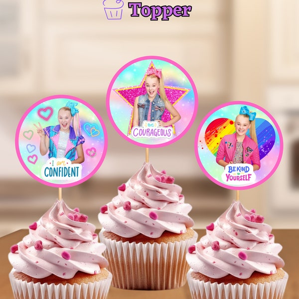 Jojo Siwa Cupcake Topper, Jojo Siwa, Instant Download, Printable, Digital File, 2x2 inches