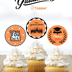 Décoration pour cupcakes 2025, téléchargement immédiat, décoration de remise des diplômes, décoration imprimable, fichier numérique, 5 x 5 cm