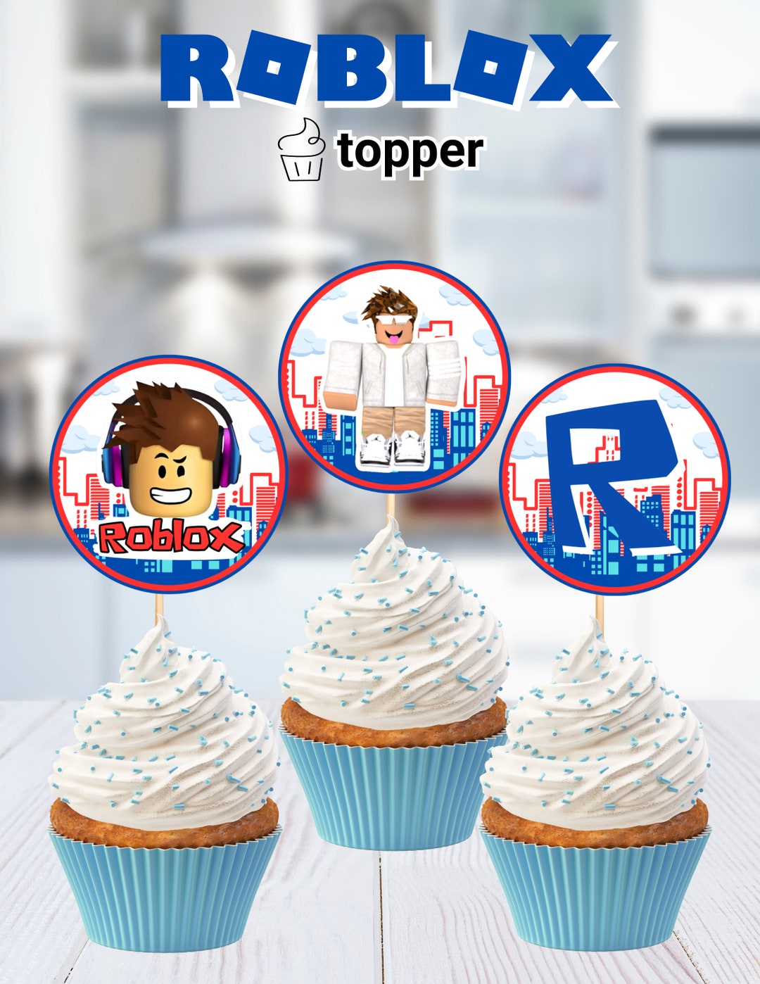 Roblox Cupcake Toppers, Roblox Birthday Topper, Instant Download, Printable, Digital File, 2x2 ...