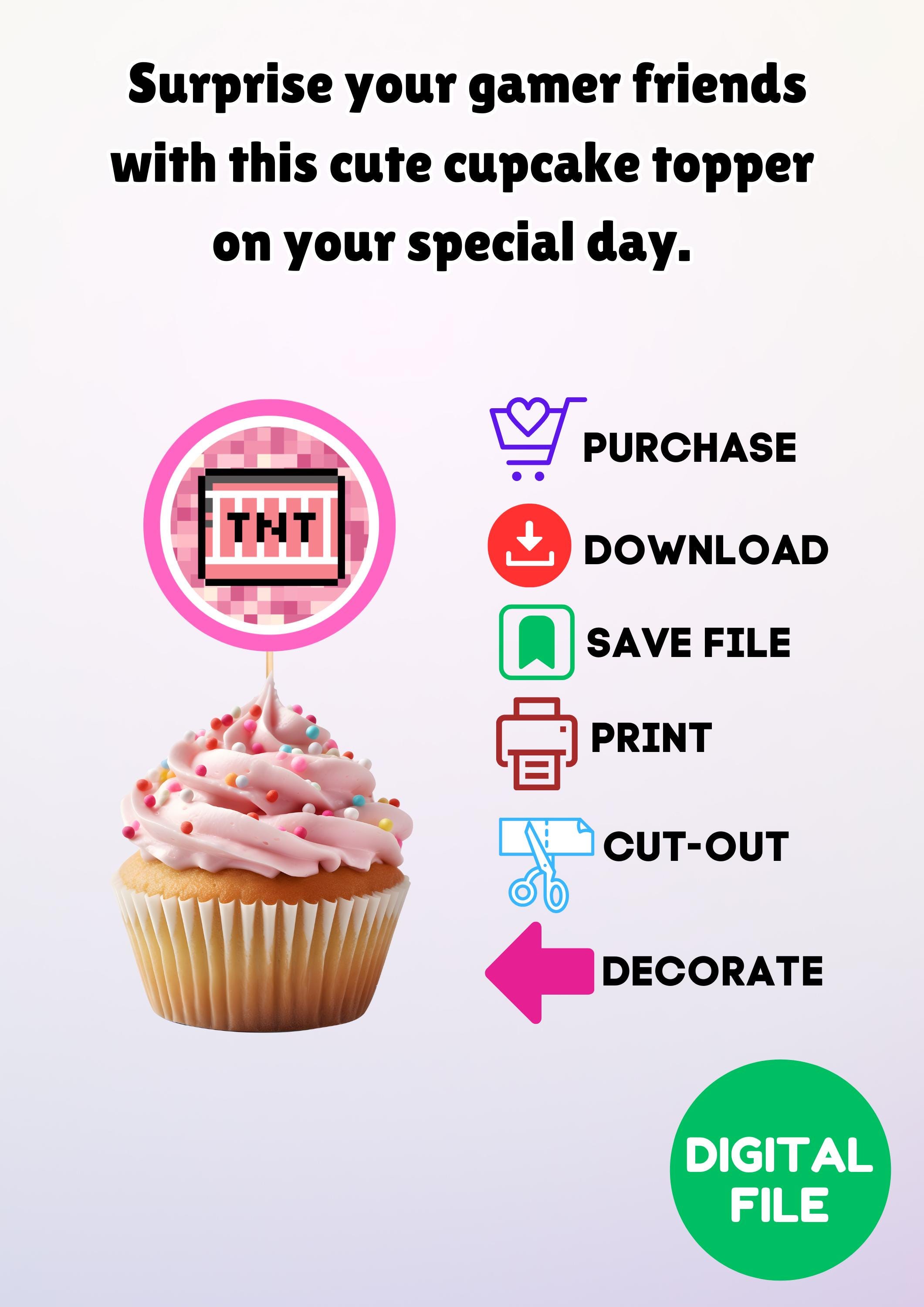 Pixel Game Theme Cupcake Toppers