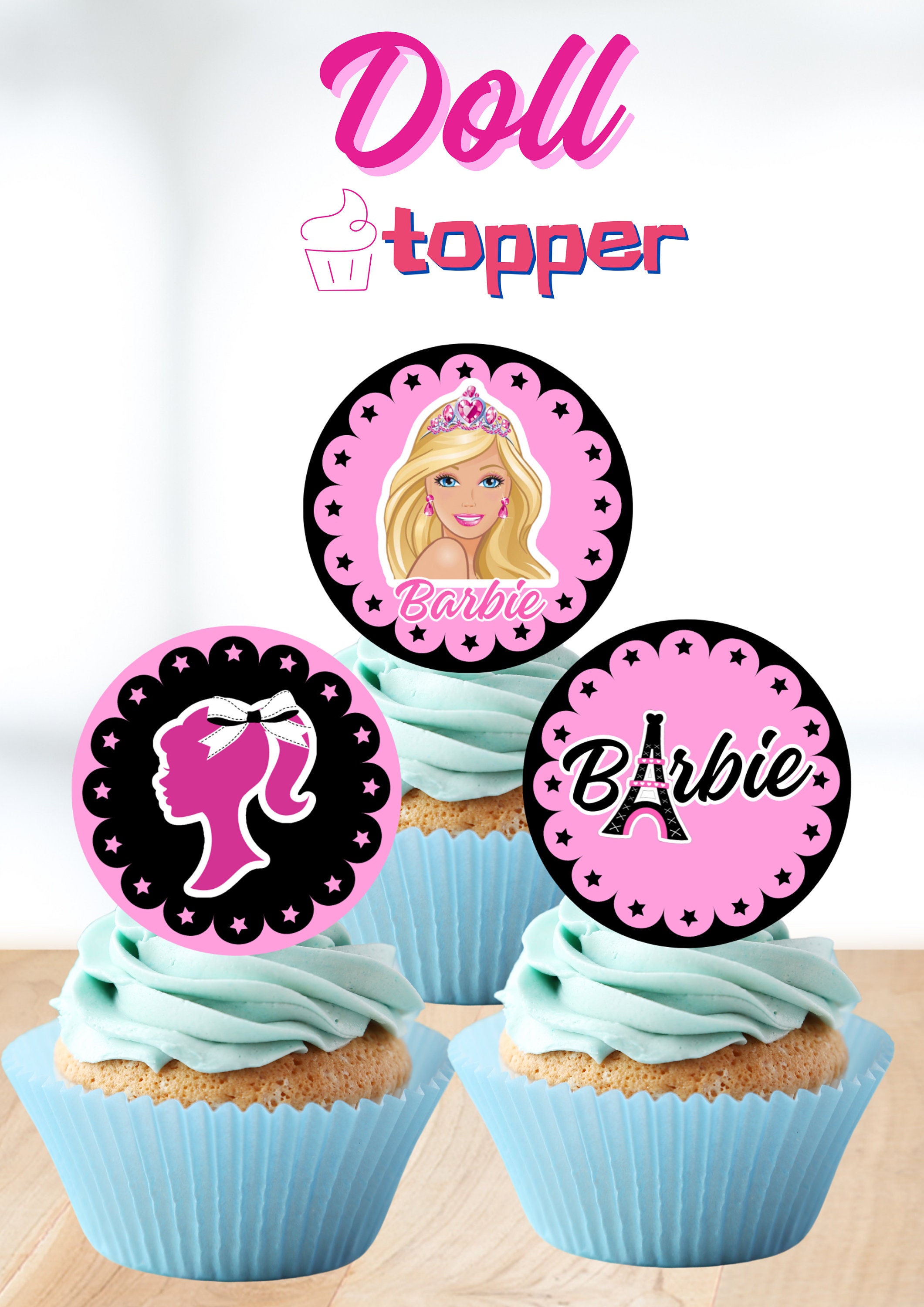 Cake topper Barbie pour cupcakes x6 - Planète Gateau