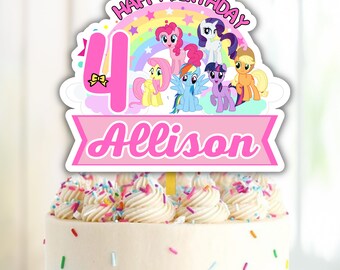 My Little Pony Cake Topper, Unicorn Cake Topper, Unicorn Cake, Customized, Digital File, Printable, A4