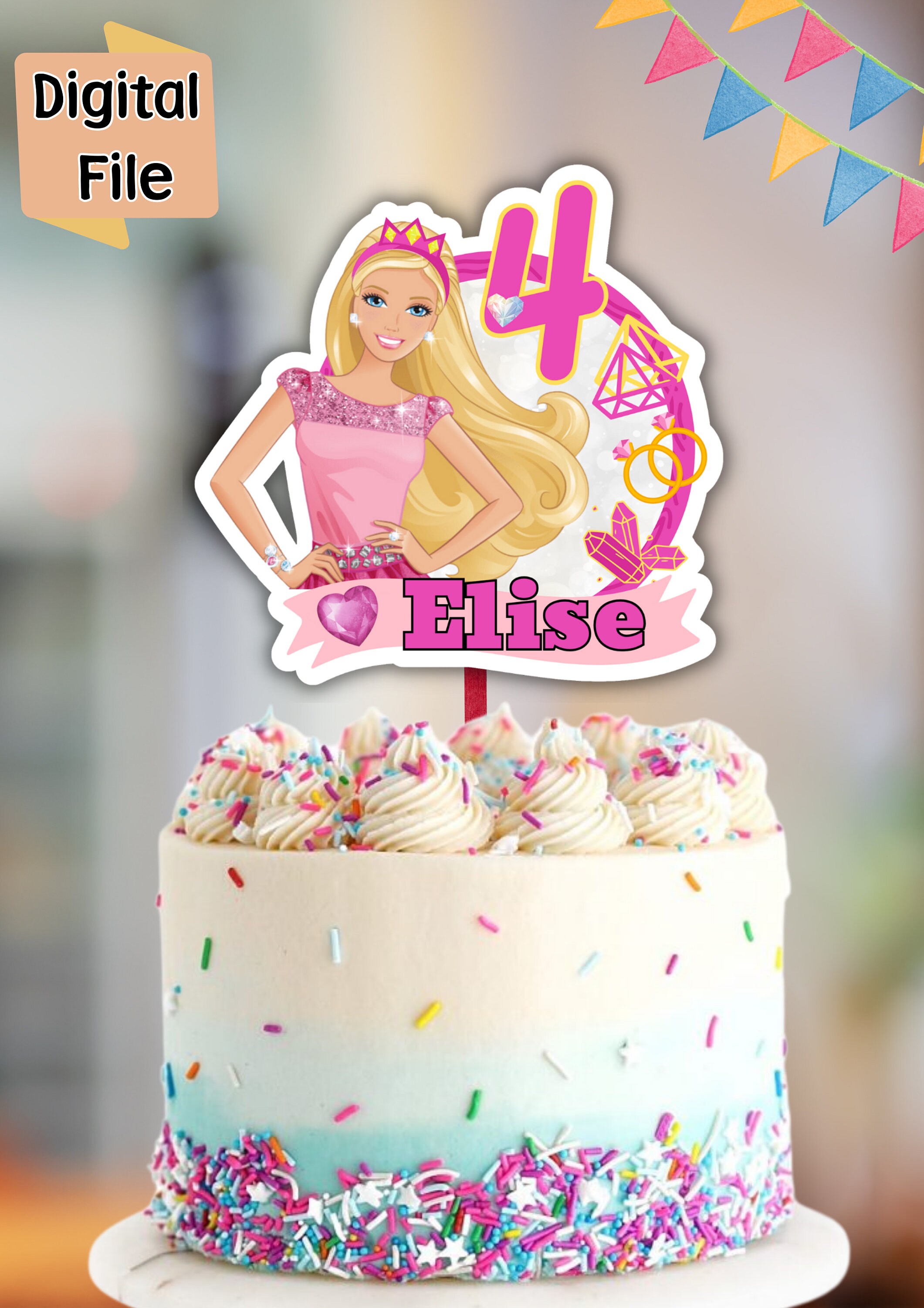 Printable Cake Topper Doll Princess Cake Topper Personalized Birthday Party  Cake Topper Birthday Cake Decorations Birthday Girl 