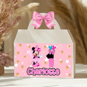 Minnie Mouse Gable Box Label, Customized, Pink Minnie Mouse, Party Box Label, Digital File, Printable
