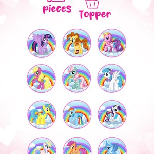 My Little Pony Cupcake Toppers, Instant Download, Unicorn Cupcake Toppers, Printable, Digital ...
