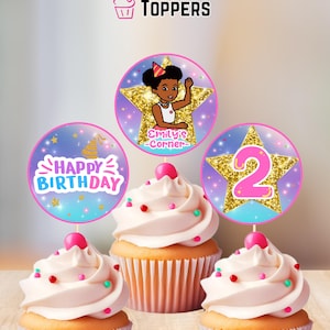 Gracie&#39;s Corner Cupcake Topper: Personalized Birthday Party Decor (Digital File)