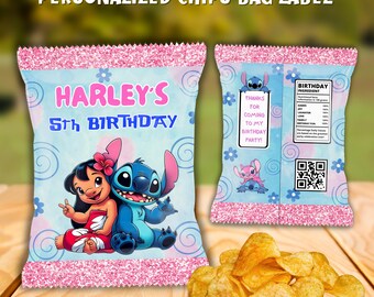 Custom Lilo and Stitch Chip Bag Label: Printable Party Favor (Digital File)