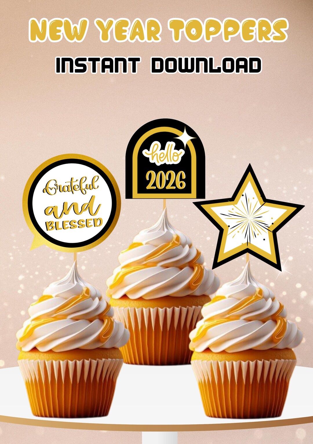 Decorazioni Torta Compleanno - Set 30 Topper Acrilico Dorato Per Torte