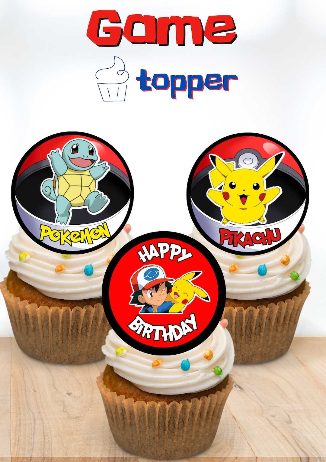 Pikachu Cupcake Toppers, Pokemons, Pikachu, Printable, Instant Download